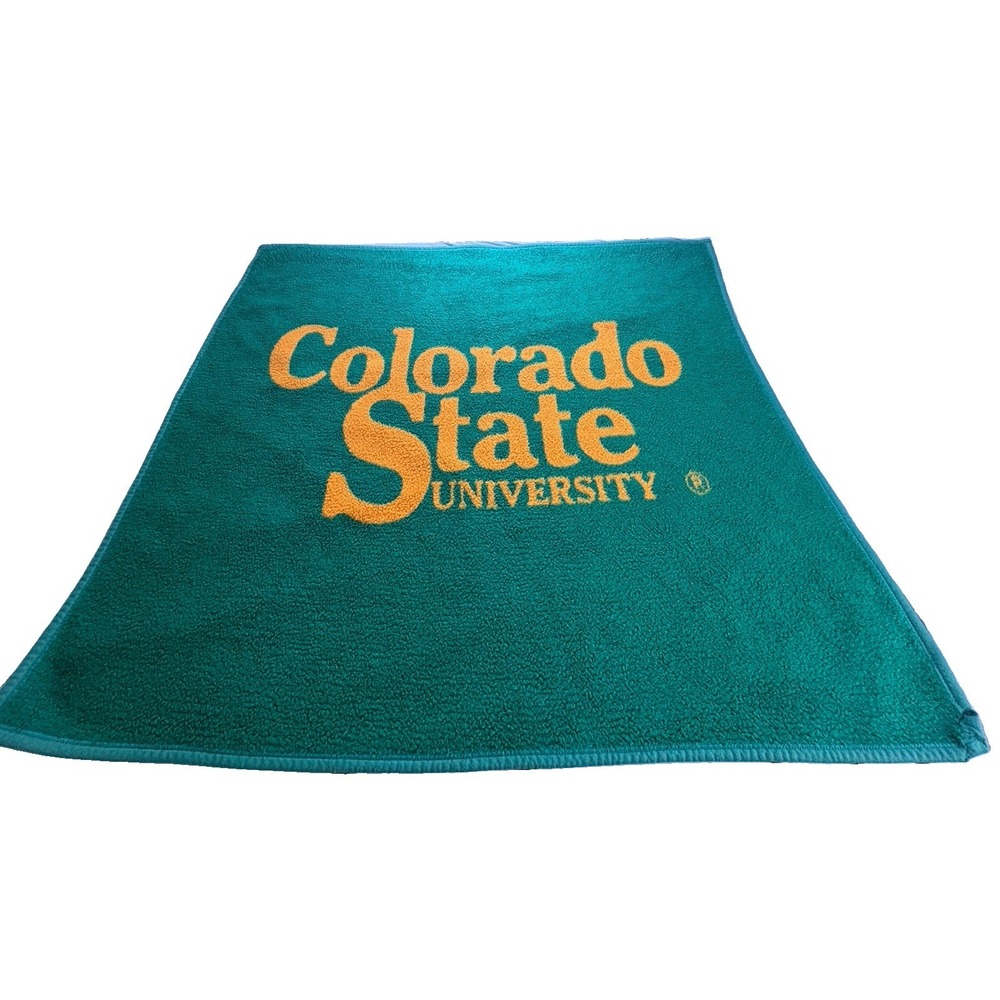 Vintage Biederlack Colorado State Throw Blanket 47x52 Green Stadium College